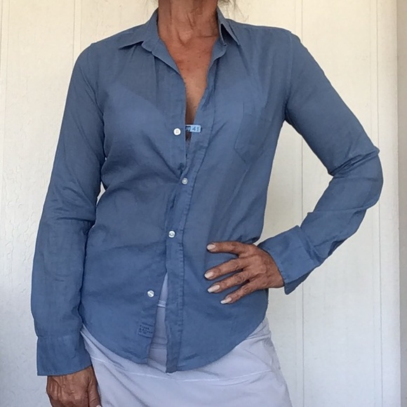 FRANK & EILEEN BLUE BUTTON UP COTTON SHIRT SIZE XS - Picture 3 of 11